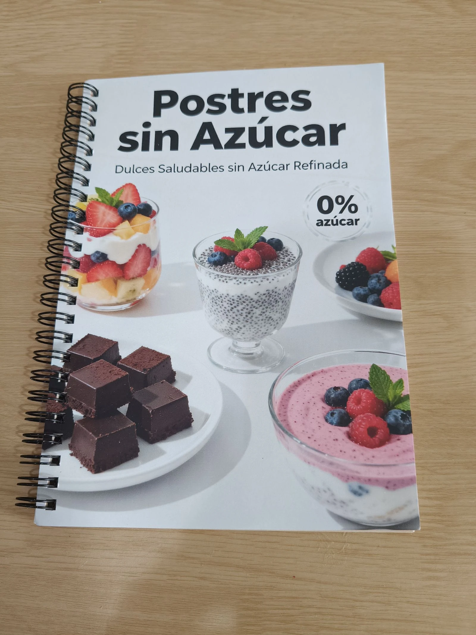 Recetario postres sin azúcar ilustrado a color, nuevo